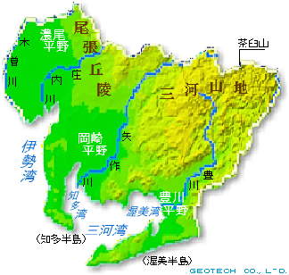 愛知県の地形図