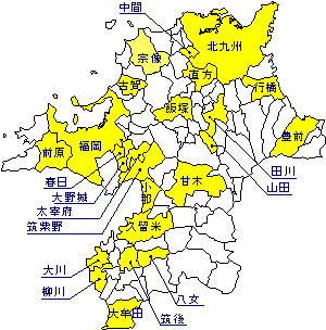 福岡県の地図