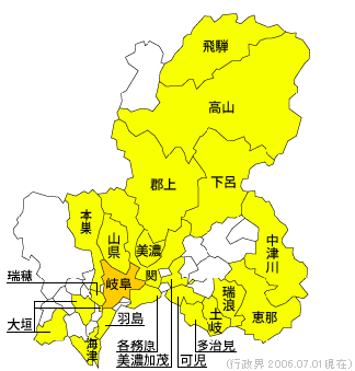 岐阜県の地図