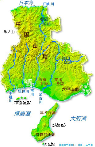 兵庫県の地形図