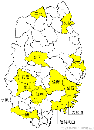 岩手県の地図