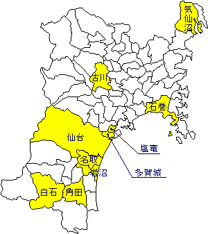 宮城県の地図