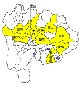 山梨県の地図