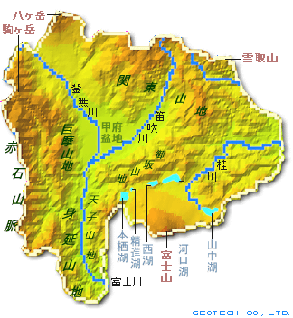 山梨県の地形図